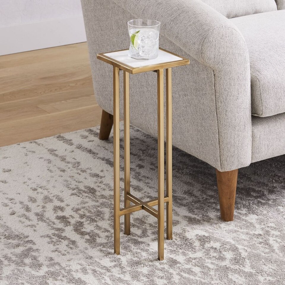 Marble + Brass Drink Table - Square | West Elm UK
